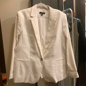 White Linen Blend Blazer